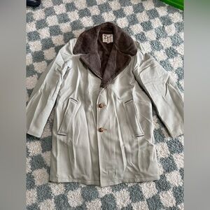 MONTEREY CLUB Vintage Made In USA Topcoat Barn Coat Chore Jacket Woven Buttons